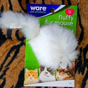 Ware Cat Kitten Fluffy White Real Fur Mouse Toy Each